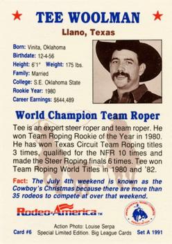 1991 Rodeo America Set A #6 Tee Woolman Back